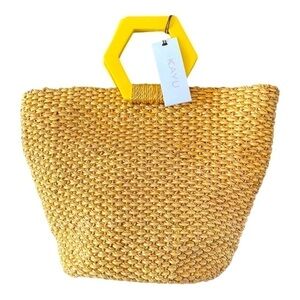 Kayu Raffia Geometric Handle Bag NWT